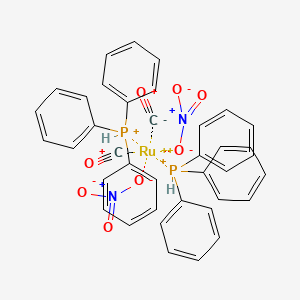 molecular formula C38H32N2O8P2Ru+2 B13142230 Dicarbonylbis(nitrato-O)bis(triphenylphosphine)ruthenium 