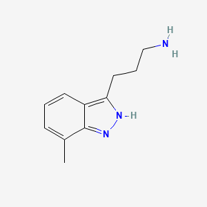 molecular formula C11H15N3 B13142271 3-(7-Methyl-1H-indazol-3-yl)propan-1-amine 