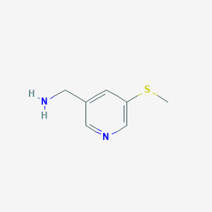 molecular formula C7H10N2S B13142341 3-Pyridinemethanamine, 5-(methylthio)- 