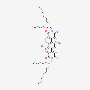 molecular formula C56H72Br2N2O4 B13142402 11,22-dibromo-7,18-bis(2-hexyldecyl)-7,18-diazaheptacyclo[14.6.2.22,5.03,12.04,9.013,23.020,24]hexacosa-1(22),2,4,9,11,13(23),14,16(24),20,25-decaene-6,8,17,19-tetrone 