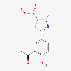 molecular formula C13H11NO4S B13142519 2-(3-Acetyl-4-hydroxyphenyl)-4-methylthiazole-5-carboxylicacid 