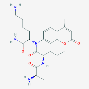 molecular formula C25H37N5O5 B13142563 (2S)-6-amino-2-[[(2S)-2-[[(2R)-2-aminopropanoyl]amino]-4-methylpentanoyl]-(4-methyl-2-oxochromen-7-yl)amino]hexanamide 