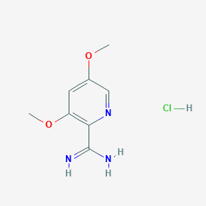 molecular formula C8H12ClN3O2 B13142642 3,5-Dimethoxypicolinimidamide hydrochloride 