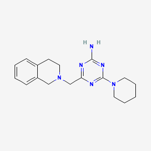 molecular formula C18H24N6 B13142643 Isoquinoline, 1,2,3,4-tetrahydro-2-((4-amino-6-piperidino-s-triazin-2-yl)methyl)- CAS No. 30146-58-8
