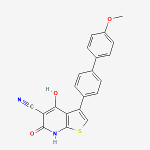 molecular formula C21H14N2O3S B13142756 4-Hydroxy-3-(4'-methoxy-[1,1'-biphenyl]-4-yl)-6-oxo-6,7-dihydrothieno[2,3-b]pyridine-5-carbonitrile 