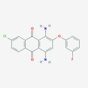 molecular formula C20H12ClFN2O3 B13142779 1,4-Diamino-7-chloro-2-(3-fluorophenoxy)anthracene-9,10-dione CAS No. 88605-30-5