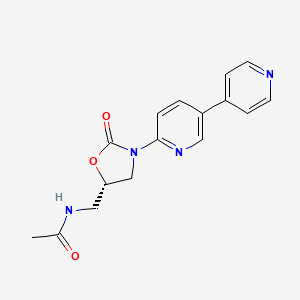 molecular formula C16H16N4O3 B13142810 N-[[(5S)-2-oxo-3-(5-pyridin-4-ylpyridin-2-yl)-1,3-oxazolidin-5-yl]methyl]acetamide CAS No. 225644-82-6