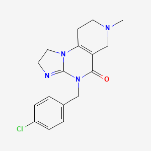 molecular formula C17H19ClN4O B13142865 4-(4-Chlorobenzyl)-7-methyl-1,2,6,7,8,9-hexahydroimidazo[1,2-a]pyrido[3,4-e]pyrimidin-5(4H)-one 