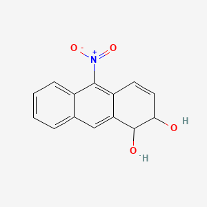 molecular formula C14H11NO4 B13142887 10-Nitro-1,2-dihydroanthracene-1,2-diol 