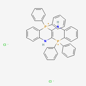 molecular formula C38H30Cl2N2P2 B13143022 6,6,12,12-Tetraphenyl-5,11-dihydro-[1,4]benzazaphosphinino[3,2-b][1,4]benzazaphosphinine-6,12-diium;dichloride 