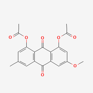molecular formula C20H16O7 B13143071 3-Methoxy-6-methyl-9,10-dioxo-9,10-dihydroanthracene-1,8-diyl diacetate CAS No. 25466-76-6