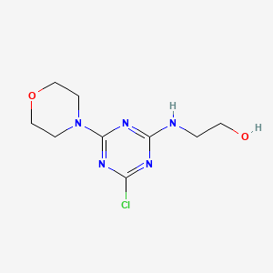 molecular formula C9H14ClN5O2 B13143127 Ethanol, 2-[[4-chloro-6-(4-morpholinyl)-1,3,5-triazin-2-yl]amino]- CAS No. 140638-78-4