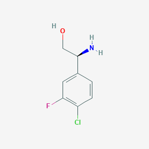 molecular formula C8H9ClFNO B13143130 (S)-2-Amino-2-(4-chloro-3-fluorophenyl)ethanol 