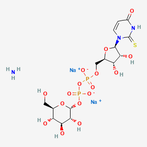 molecular formula C15H25N3Na2O16P2S B13143155 disodium;azane;[[(2R,3S,4R,5R)-3,4-dihydroxy-5-(4-oxo-2-sulfanylidenepyrimidin-1-yl)oxolan-2-yl]methoxy-oxidophosphoryl] [(2R,3R,4S,5S,6R)-3,4,5-trihydroxy-6-(hydroxymethyl)oxan-2-yl] phosphate 