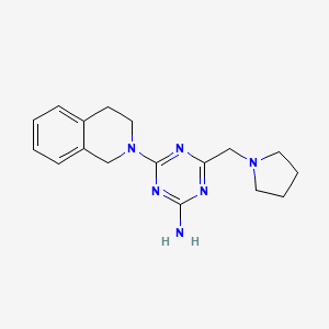 molecular formula C17H22N6 B13143241 Isoquinoline, 1,2,3,4-tetrahydro-2-(4-amino-6-(1-pyrrolidinylmethyl)-s-triazin-2-yl)- CAS No. 30146-69-1