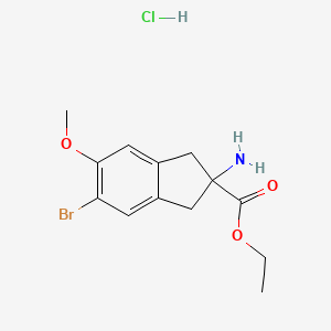 molecular formula C13H17BrClNO3 B13143285 Ethyl 2-amino-5-bromo-6-methoxy-2,3-dihydro-1H-indene-2-carboxylate hydrochloride 