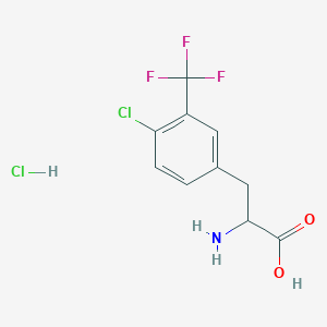 molecular formula C10H10Cl2F3NO2 B13143317 2-Amino-3-(4-chloro-3-(trifluoromethyl)phenyl)propanoic acid hydrochloride 
