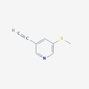 molecular formula C8H7NS B13143372 Pyridine,3-ethynyl-5-(methylthio)- 
