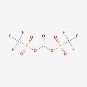 molecular formula C3F6O7S2 B13143434 Methanesulfonic acid, trifluoro-, dianhydride with carbonic acid 