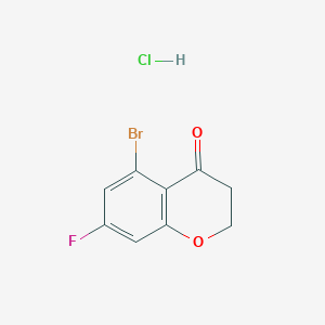 molecular formula C9H7BrClFO2 B13143497 5-Bromo-7-fluorochroman-4-one HCl 