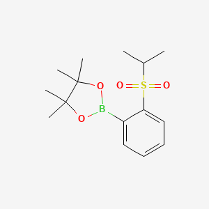 molecular formula C15H23BO4S B13143507 2-(2-(Isopropylsulfonyl)phenyl)-4,4,5,5-tetramethyl-1,3,2-dioxaborolane CAS No. 2304634-87-3