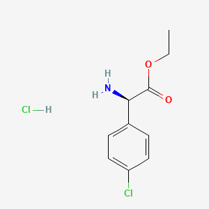molecular formula C10H13Cl2NO2 B13143564 Benzeneacetic acid, alpha-amino-4-chloro-, ethyl esteR, (R)-HCl 