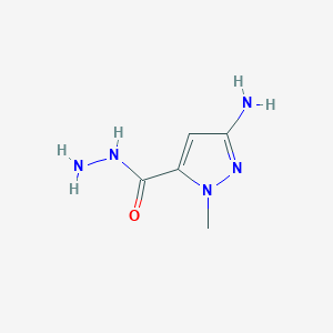 molecular formula C5H9N5O B13143591 3-Amino-1-methyl-1H-pyrazole-5-carbohydrazide 