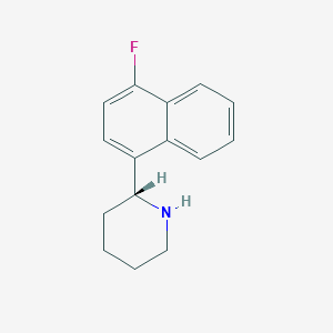 molecular formula C15H16FN B13143608 Piperidine,2-(4-fluoro-1-naphthalenyl)-,(2R)- 