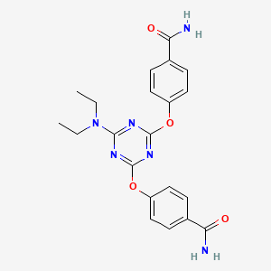 molecular formula C21H22N6O4 B13143629 4,4'-((6-(Diethylamino)-1,3,5-triazine-2,4-diyl)bis(oxy))dibenzamide CAS No. 80203-89-0