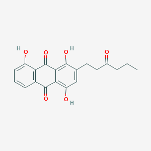 molecular formula C20H18O6 B13143926 1,4,8-Trihydroxy-2-(3-oxohexyl)anthracene-9,10-dione CAS No. 88100-94-1