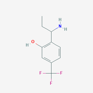 molecular formula C10H12F3NO B13143941 Phenol,2-(1-aminopropyl)-5-(trifluoromethyl)- 