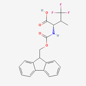 molecular formula C20H18F3NO4 B13144033 (2S)-2-((((9H-Fluoren-9-yl)methoxy)carbonyl)amino)-4,4,4-trifluoro-3-methylbutanoic acid 