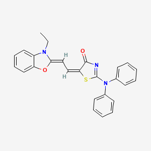 molecular formula C26H21N3O2S B13144052 (5E)-5-[(2Z)-2-(3-ethyl-1,3-benzoxazol-2-ylidene)ethylidene]-2-(N-phenylanilino)-1,3-thiazol-4-one CAS No. 2718-77-6