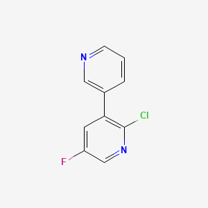 molecular formula C10H6ClFN2 B13144103 2-Chloro-5-fluoro-3,3'-bipyridine CAS No. 1214382-27-0