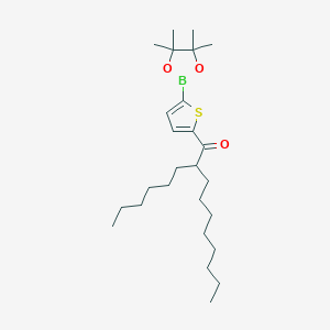 molecular formula C26H45BO3S B13144334 2-Hexyl-1-(5-(4,4,5,5-tetramethyl-1,3,2-dioxaborolan-2-yl)thiophen-2-yl)decan-1-one 