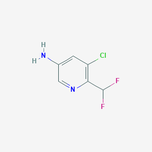 molecular formula C6H5ClF2N2 B13144379 5-Chloro-6-(difluoromethyl)pyridin-3-amine 