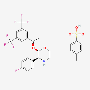 molecular formula C27H26F7NO5S B1314438 (2R,3S)-2-((R)-1-(3,5-双(三氟甲基)苯基)乙氧基)-3-(4-氟苯基)吗啉 4-甲苯磺酸盐 CAS No. 200000-59-5