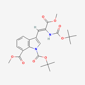 molecular formula C24H30N2O8 B13144435 O1-tert-butyl O7-methyl 3-[(Z)-2-(tert-butoxycarbonylamino)-3-methoxy-3-oxo-prop-1-enyl]indole-1,7-dicarboxylate 