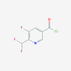 molecular formula C7H3ClF3NO B13144503 2-(Difluoromethyl)-3-fluoropyridine-5-carbonyl chloride 