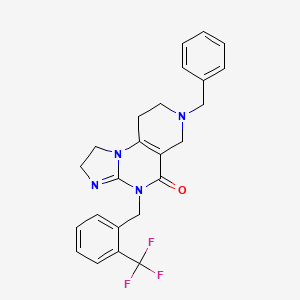 molecular formula C24H23F3N4O B13144813 7-Benzyl-4-(2-(trifluoromethyl)benzyl)-1,2,6,7,8,9-hexahydroimidazo[1,2-a]pyrido[3,4-e]pyrimidin-5(4H)-one 