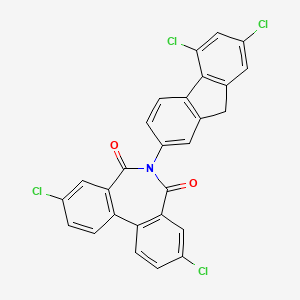 molecular formula C27H13Cl4NO2 B13144861 3,9-Dichloro-6-(5,7-dichloro-9h-fluoren-2-yl)-5h-dibenzo[c,e]azepine-5,7(6h)-dione CAS No. 25698-60-6