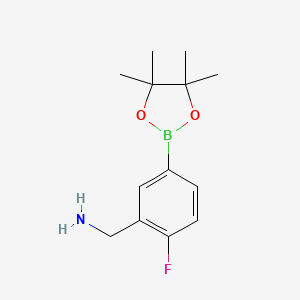molecular formula C13H19BFNO2 B13144877 (2-Fluoro-5-(4,4,5,5-tetramethyl-1,3,2-dioxaborolan-2-yl)phenyl)methanamine 