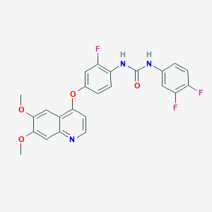 molecular formula C24H18F3N3O4 B13144889 1-(3,4-Difluorophenyl)-3-(4-((6,7-dimethoxyquinolin-4-yl)oxy)-2-fluorophenyl)urea 