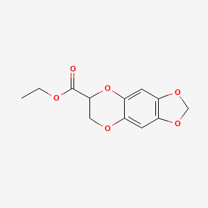 molecular formula C12H12O6 B13144903 Ethyl 6,7-dihydro-[1,3]dioxolo[4,5-g][1,4]benzodioxine-6-carboxylate 