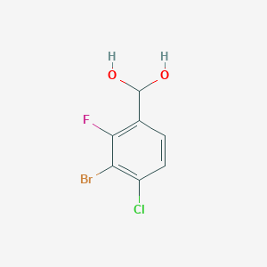 molecular formula C7H5BrClFO2 B13144931 (3-Bromo-4-chloro-2-fluorophenyl)methanediol 