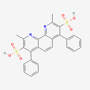 molecular formula C26H20N2O6S2 B13144968 2,9-Dimethyl-4,7-diphenyl-1,10-phenanthroline-3,8-disulfonic acid CAS No. 99815-52-8