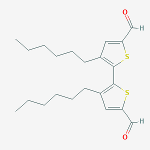 molecular formula C22H30O2S2 B13144970 3,3'-Dihexyl[2,2'-bithiophene]-5,5'-dicarbaldehyde CAS No. 170702-08-6