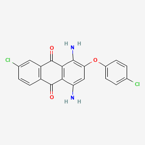 molecular formula C20H12Cl2N2O3 B13144972 1,4-Diamino-7-chloro-2-(4-chlorophenoxy)anthracene-9,10-dione CAS No. 88605-29-2