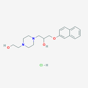 molecular formula C19H27ClN2O3 B13145011 1-(4-(2-Hydroxyethyl)piperazin-1-yl)-3-(naphthalen-2-yloxy)propan-2-olhydrochloride 