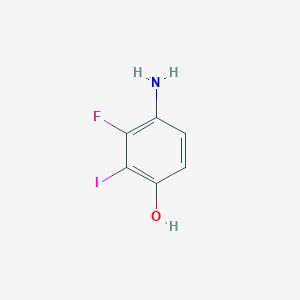 molecular formula C6H5FINO B13145019 4-Amino-3-fluoro-2-iodophenol 